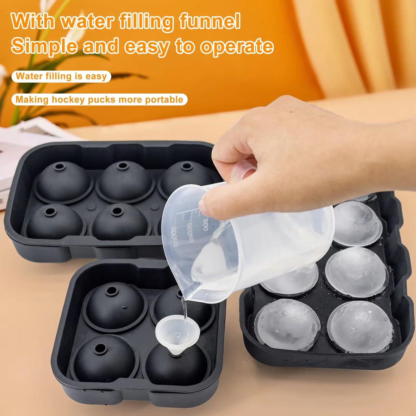 Silicone Ice Ball Maker Large 3D Big round Sphere High Balls Ice Shape Cube Mold Tray for Freezer Whiskey Cocktail Bar Tools