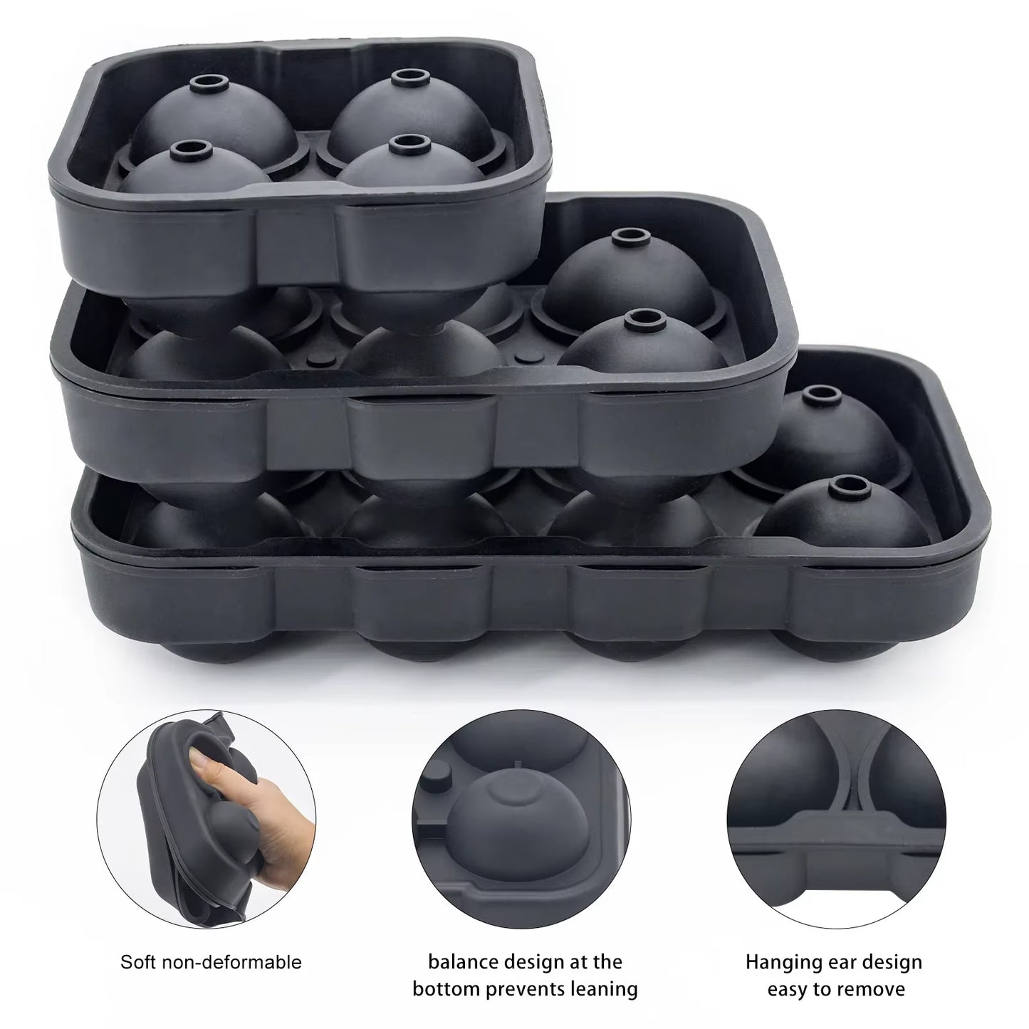 Silicone Ice Ball Maker Large 3D Big round Sphere High Balls Ice Shape Cube Mold Tray for Freezer Whiskey Cocktail Bar Tools